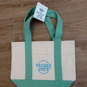 Trader Joe's Mint & Cream Canvas Tote Bag